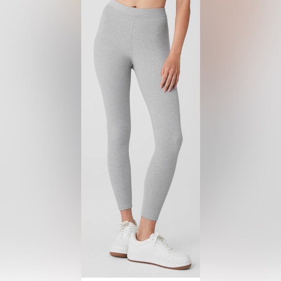 ALO Yoga Pants - Alo Ribbed High-Waist 7/8 Blissful Legging